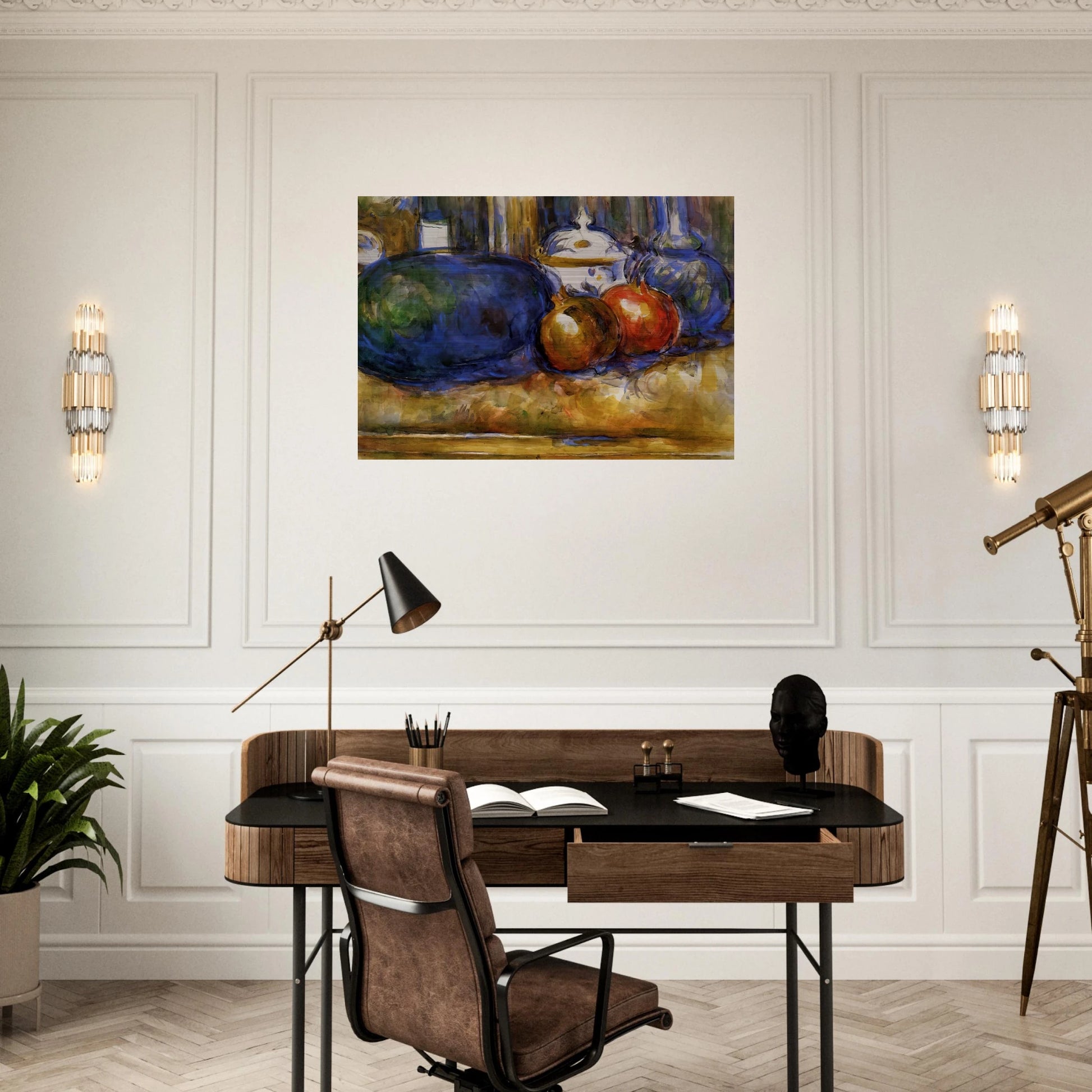 Still Life with Watermelon and Pemegranates - Paul Cézanne Brushed Aluminum Print - 70x100 cm / 28x40 inches | Paul Cézanne Aluminum Print | Paul Cézanne Prints