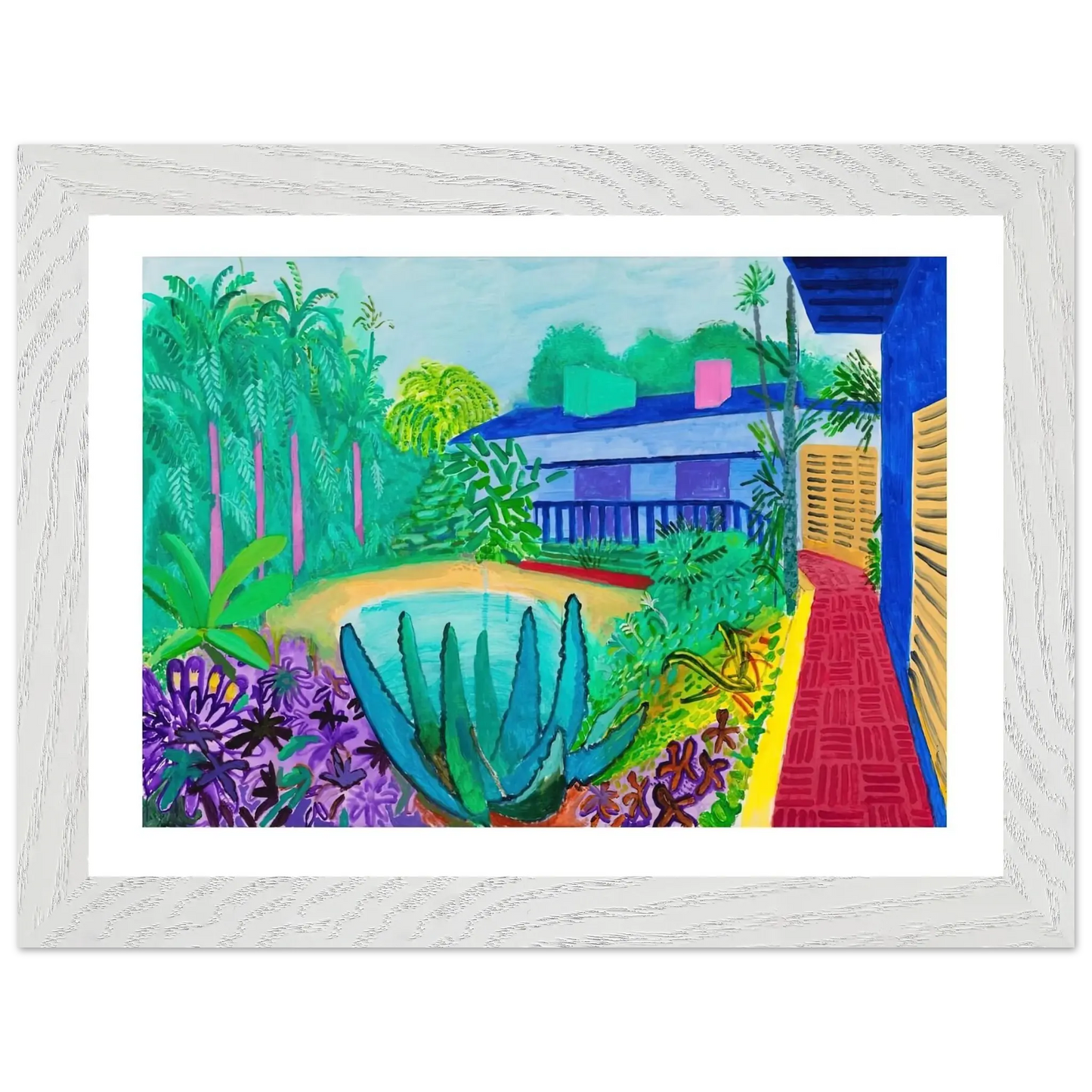 David Hockney - David Hockney Wall art - A2 (42 x 59.4  cm) - Premium Wooden Framed Poster With Fine Art Paper - White frame
