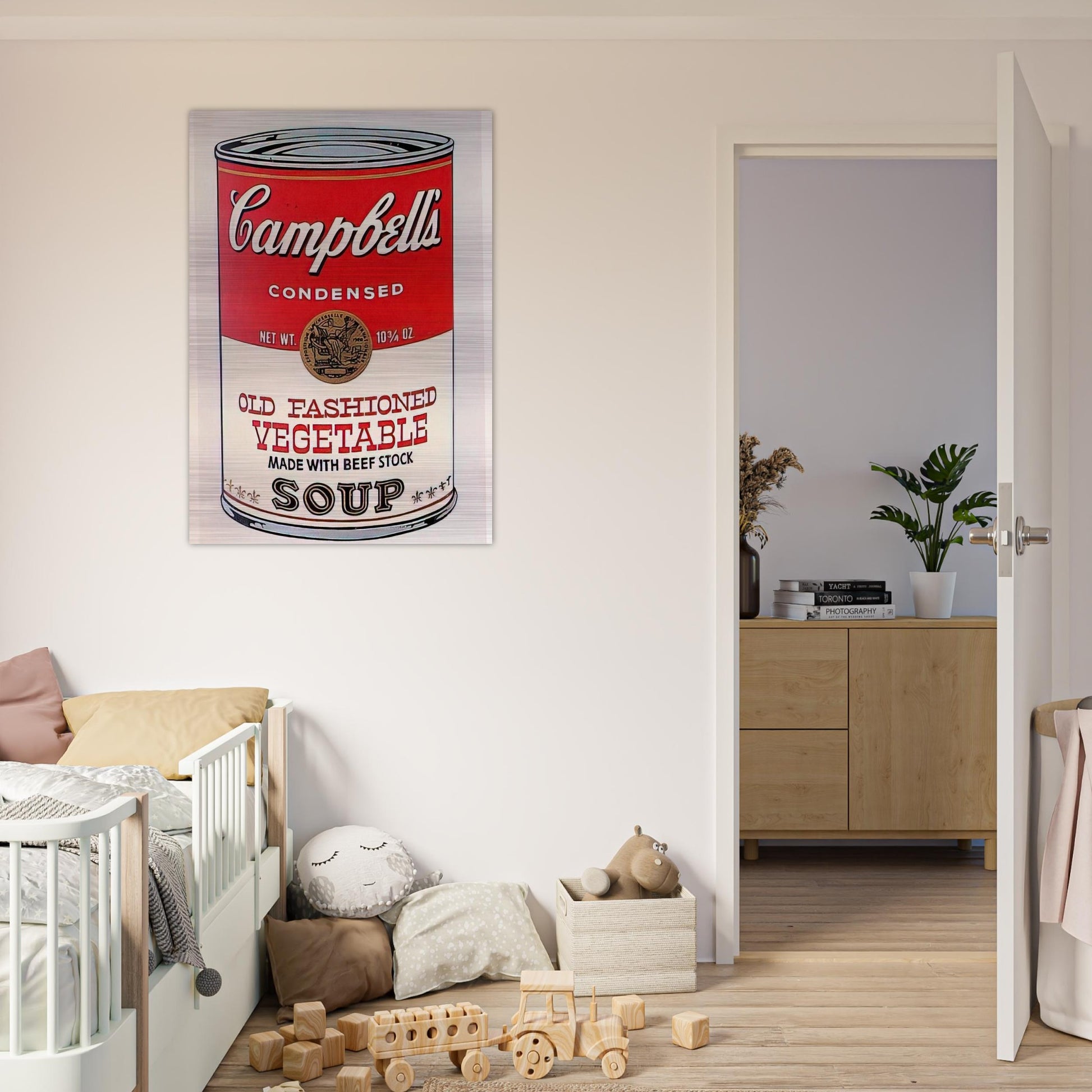 Campbell's Soup Can  Old Fashioned Vegetable  - Andy Warhol Brushed Aluminum Print - 70x100 cm / 28x40 inches | Andy Warhol Aluminum Print | Andy Warhol Prints