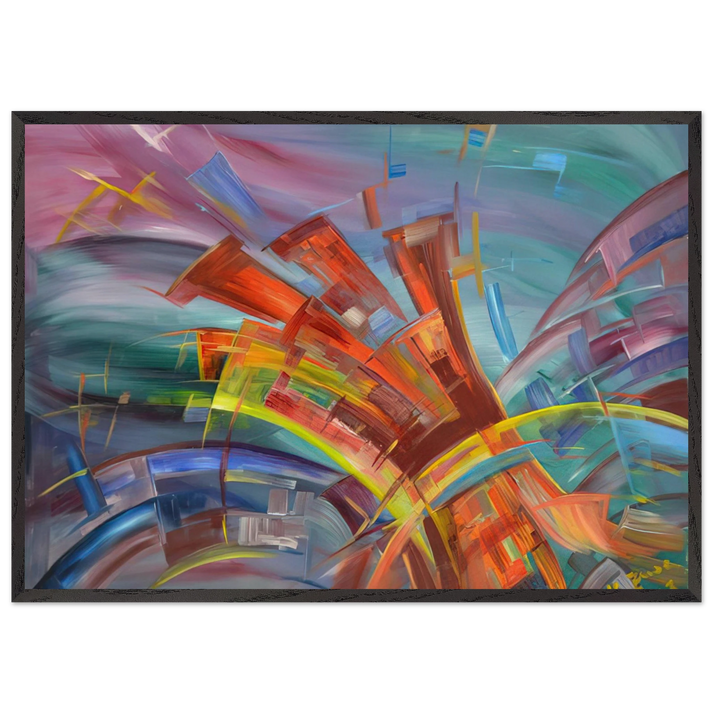 Explosion and Dynamics - Konrad Zuse 70x100 cm / 28x40 inches Framed Art Print – Black Wooden Frame