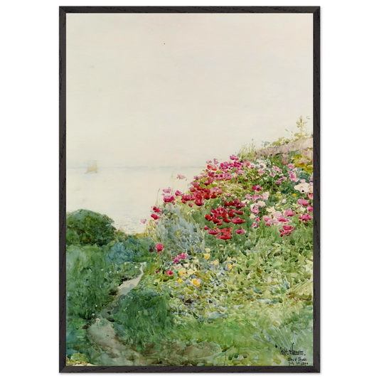 Field of Poppies Isles of Shaos Appledore - Childe Hassam 70x100 cm / 28x40 inches Framed Art Print – Black Wooden Frame