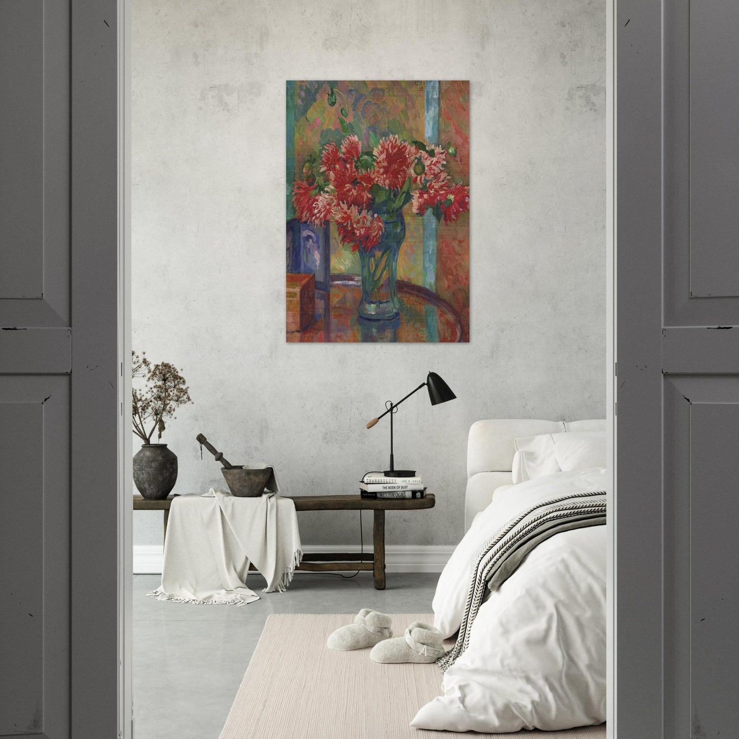 DAHLIAS TO MME MADELEINE E R BONNET 1912 - Theo van Rysselberghe Brushed Aluminum Print - 70x100 cm / 28x40 inches | Theo van Rysselberghe Aluminum Print | Theo van Rysselberghe Prints
