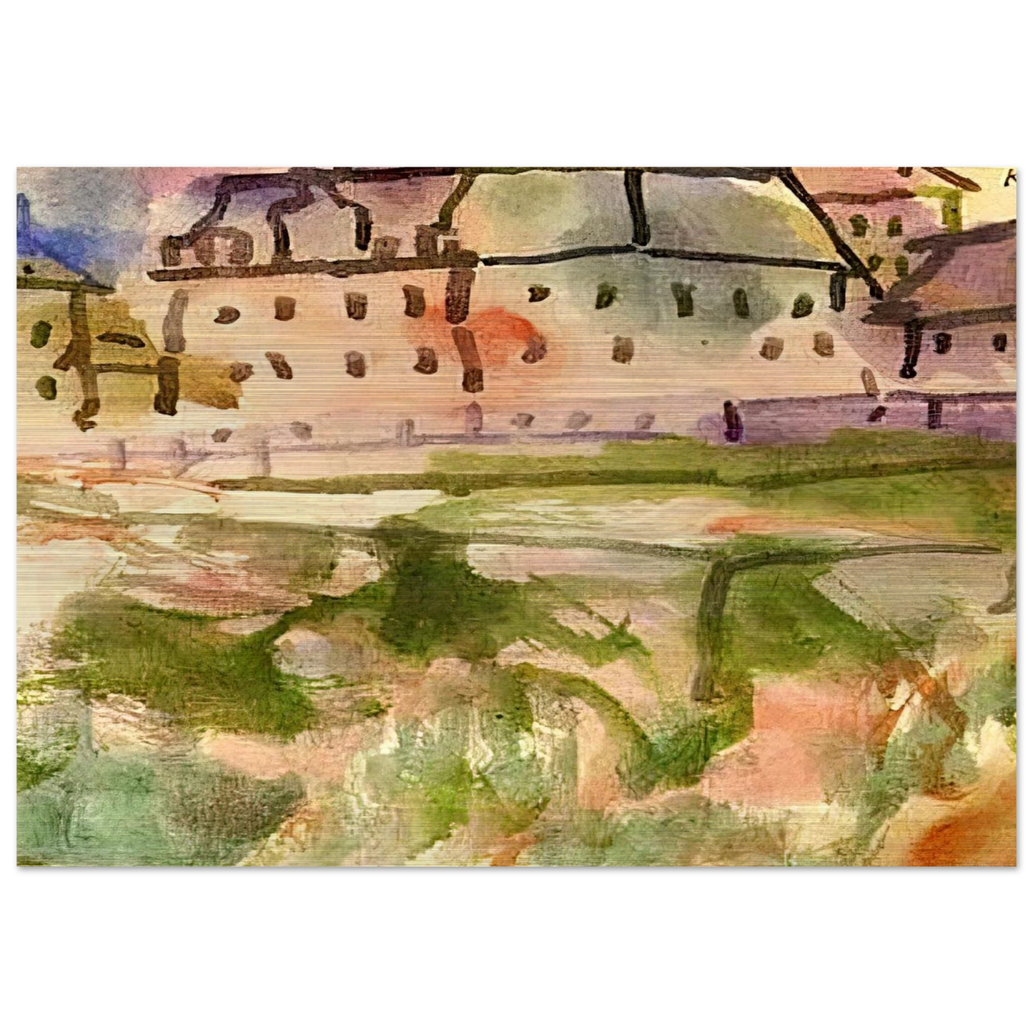 HOUSES NEAR THE GRAVEL PIT 1913 - Paul Klee Brushed Aluminum Print - 70x100 cm / 28x40 inches | Paul Klee Aluminum Print | Paul Klee Prints