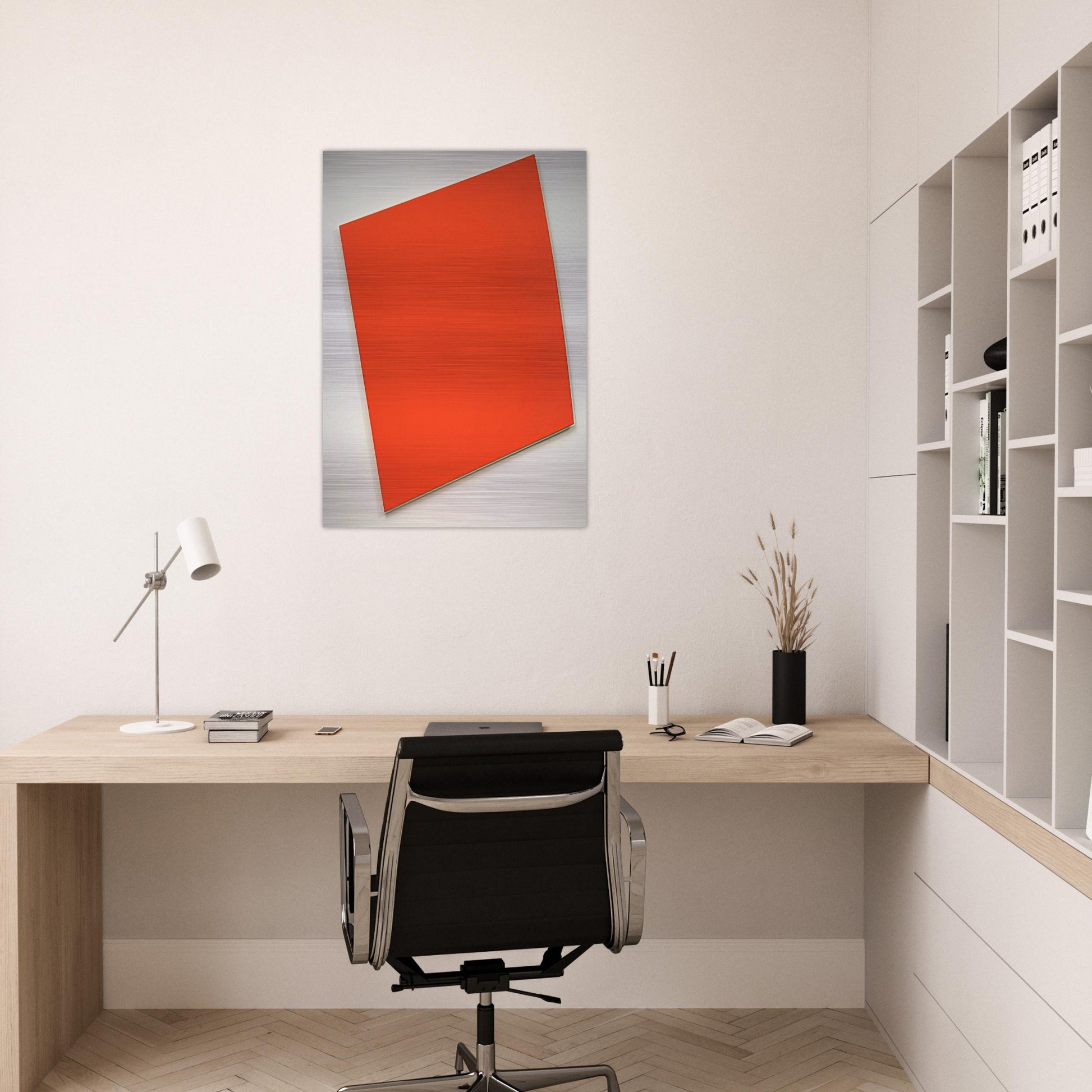 Red-Orange Panel with Curve - Ellsworth Kelly Brushed Aluminum Print - 70x100 cm / 28x40 inches | Ellsworth Kelly Aluminum Print | Ellsworth Kelly Prints