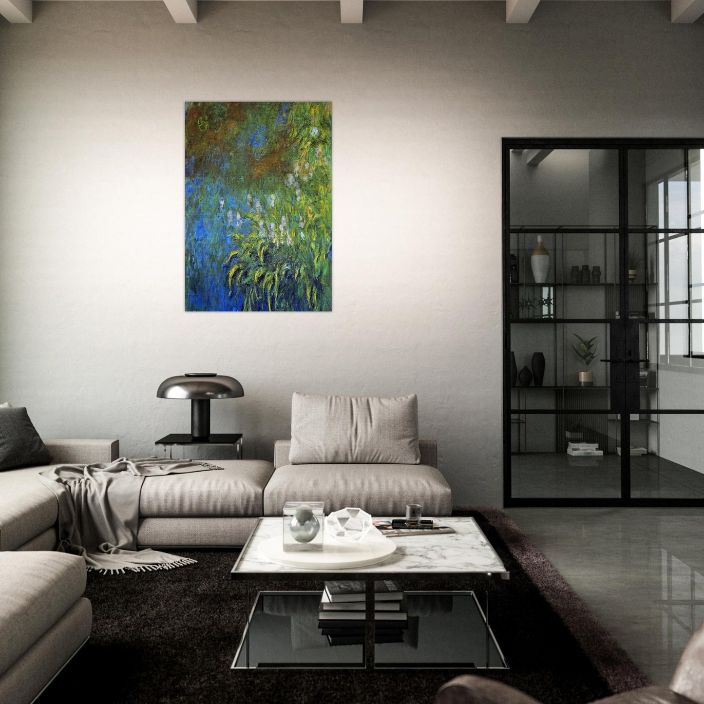 Iris at the Sea-Rose Pond - claude monet Brushed Aluminum Print - 70x100 cm / 28x40 inches | claude monet Aluminum Print | claude monet Prints