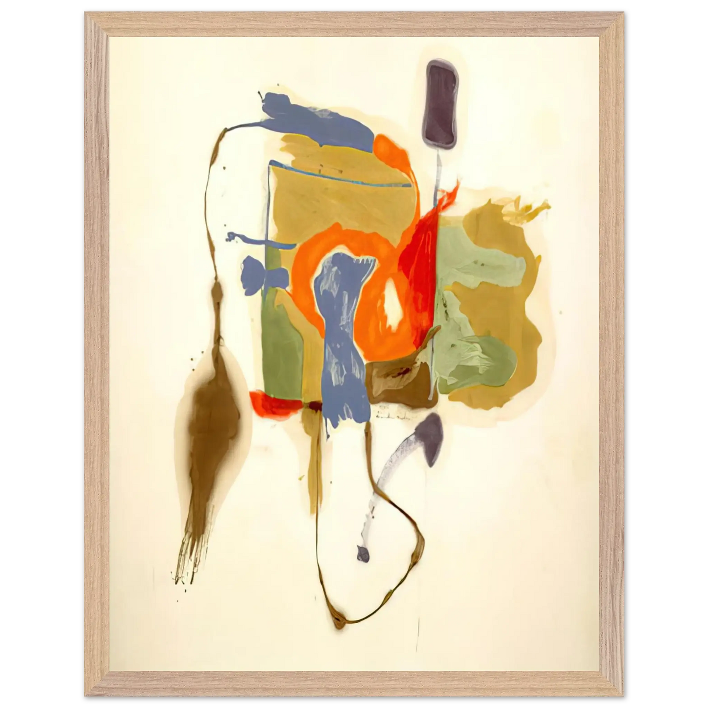Helen Frankenthaler - Blue Form in a Scene - 1961 Wall art - 60x80 cm / 24x32 Inches - Premium Wooden Framed Poster With Fine Art Paper - Black frame