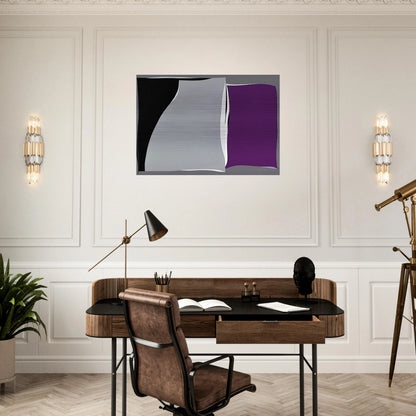 Black  Gray Curves with Purple - 1960 - Karl Benjamin Brushed Aluminum Print - 70x100 cm / 28x40 inches | Karl Benjamin Aluminum Print | Karl Benjamin Prints