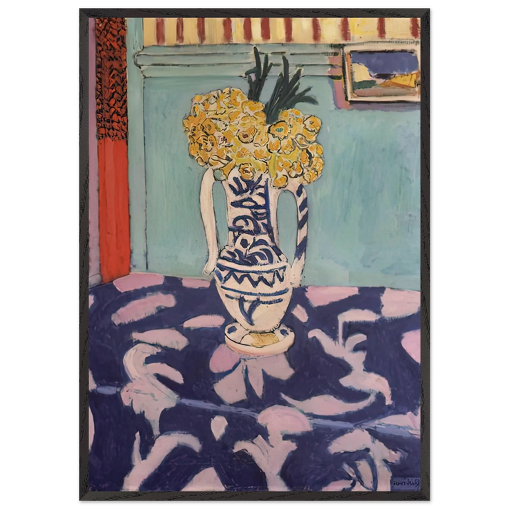 LES COUCOUS TAPIS BLEU ET ROSE 1911 - Henri Matisse 70x100 cm / 28x40 inches Framed Art Print – Black Wooden Frame