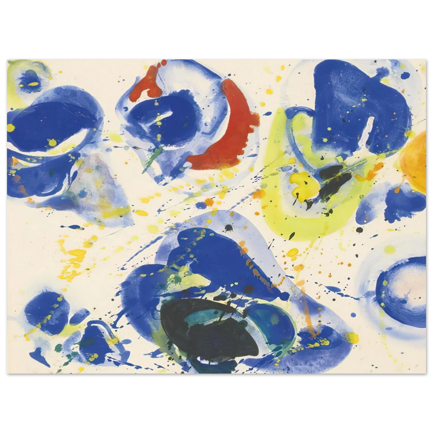 Sam Francis - Blue With Red, Yellow and Orange  75x100 cm / 30x40inches Fine Art Poster