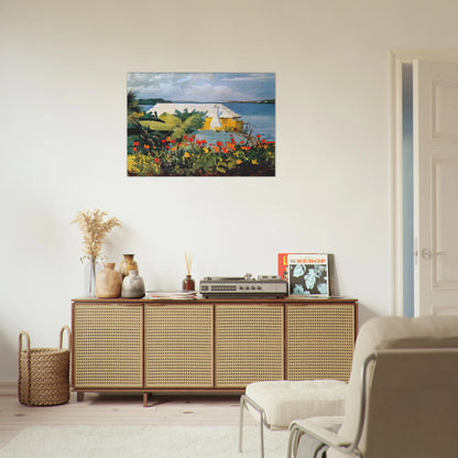 FLOWER GARDEN AND BUNGALOW BERMUDA - Winslow Homer Brushed Aluminum Print - 70x100 cm / 28x40 inches | Winslow Homer Aluminum Print | Winslow Homer Prints