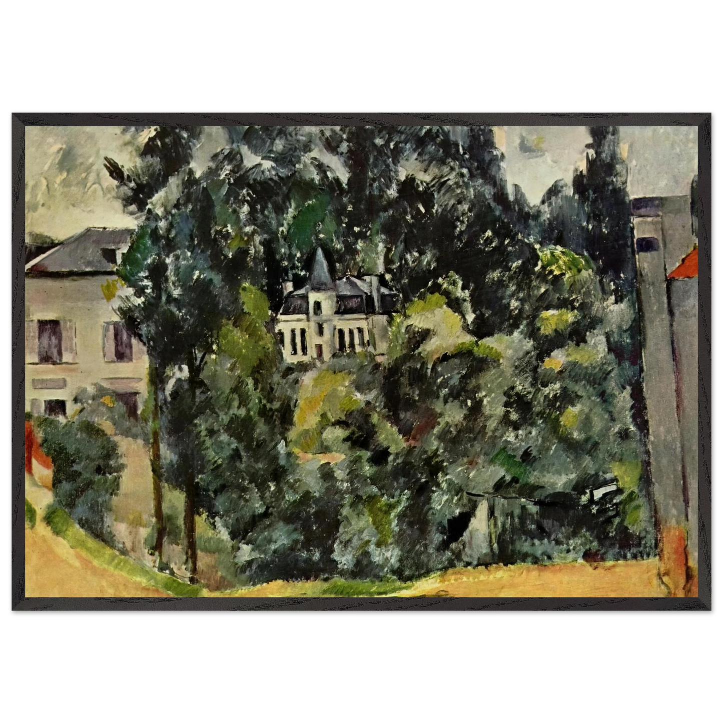 Castle of Marines - Paul Cezanne 70x100 cm / 28x40 inches Framed Art Print – Black Wooden Frame