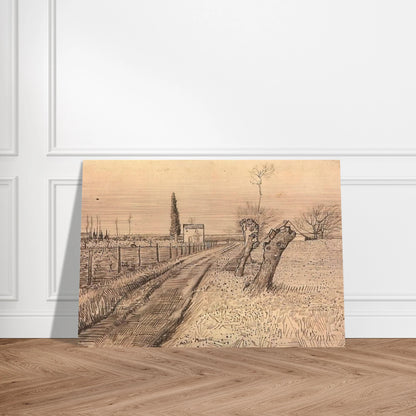 Landscape with Path and Pollard Trees - Vincent van Gogh Brushed Aluminum Print - 70x100 cm / 28x40 inches | Vincent van Gogh Aluminum Print | Vincent van Gogh Prints