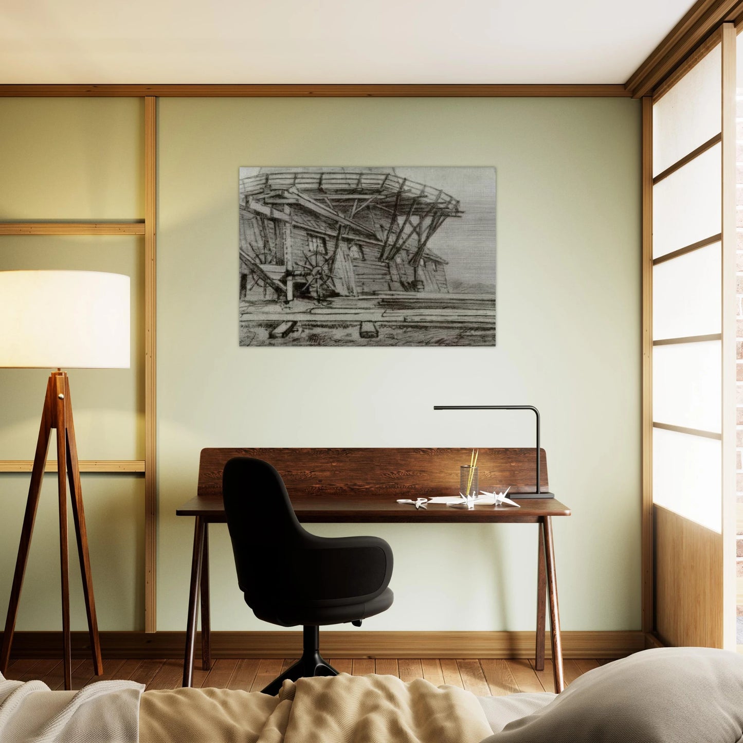 Saw Mill - Vincent van Gogh Brushed Aluminum Print - 70x100 cm / 28x40 inches | Vincent van Gogh Aluminum Print | Vincent van Gogh Prints