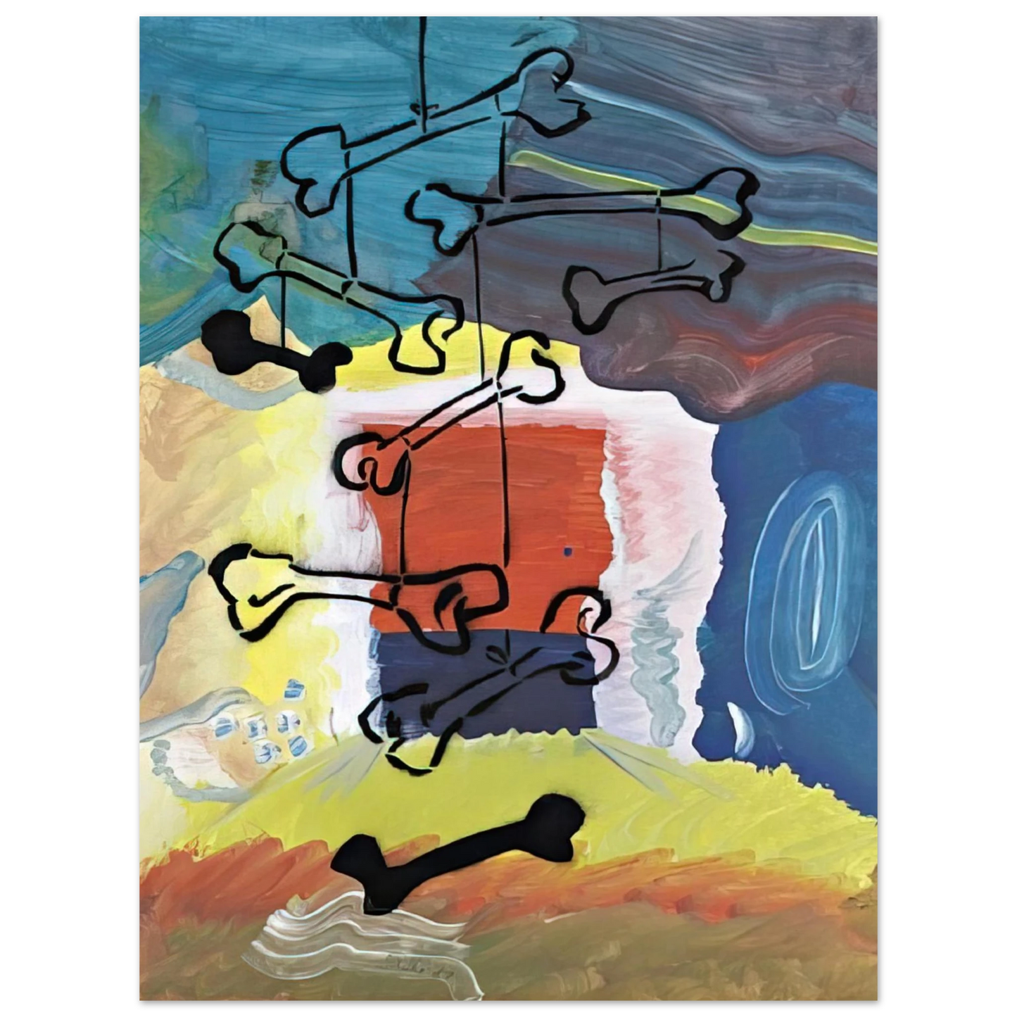 Sigmar Polke - KNOCHEN MOBILE 1981  75x100 cm / 30x40inches Fine Art Poster