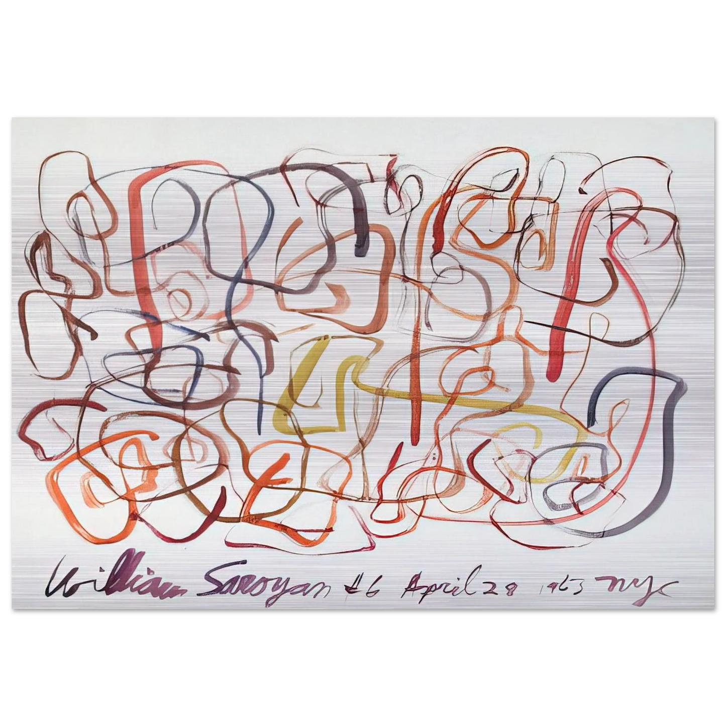 #6 April 28, 1963 NYC - 1963 - William Saroyan Brushed Aluminum Print - 70x100 cm / 28x40 inches | William Saroyan Aluminum Print | William Saroyan Prints