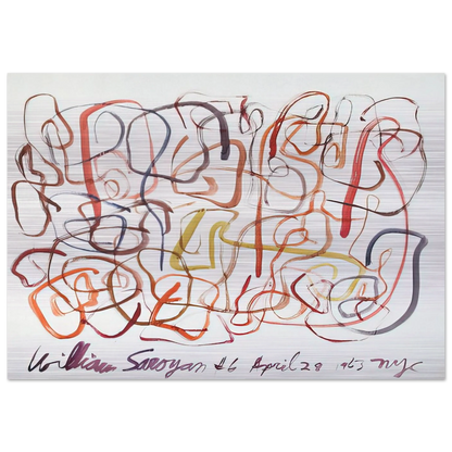 #6 April 28, 1963 NYC - 1963 - William Saroyan Brushed Aluminum Print - 70x100 cm / 28x40 inches | William Saroyan Aluminum Print | William Saroyan Prints