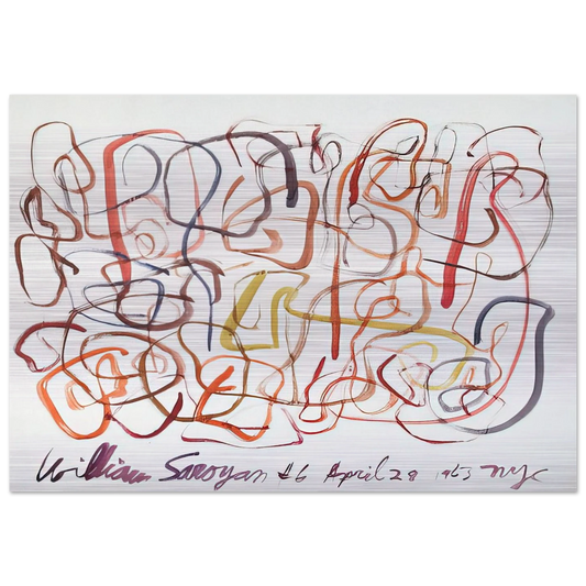 #6 April 28, 1963 NYC - 1963 - William Saroyan Brushed Aluminum Print - 70x100 cm / 28x40 inches | William Saroyan Aluminum Print | William Saroyan Prints