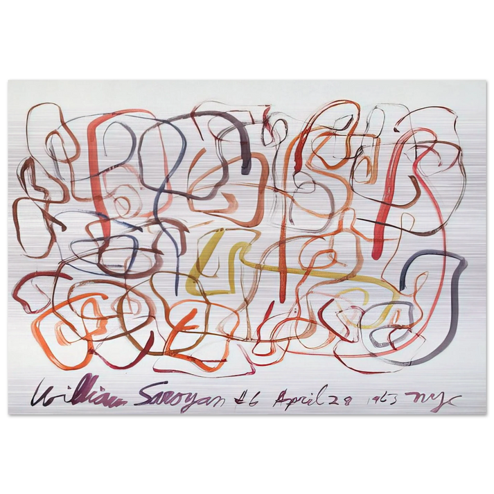 #6 April 28, 1963 NYC - 1963 - William Saroyan Brushed Aluminum Print - 70x100 cm / 28x40 inches | William Saroyan Aluminum Print | William Saroyan Prints