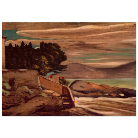 LANDSCAPE NEAR GENOVA - Giorgio de Chirico Brushed Aluminum Print - 70x100 cm / 28x40 inches | Giorgio de Chirico Aluminum Print | Giorgio de Chirico Prints