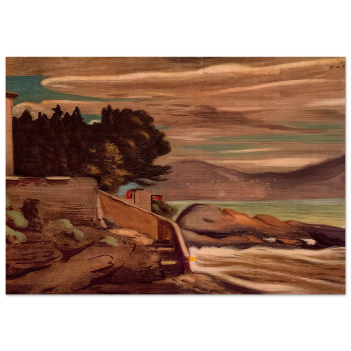 LANDSCAPE NEAR GENOVA - Giorgio de Chirico Brushed Aluminum Print - 70x100 cm / 28x40 inches | Giorgio de Chirico Aluminum Print | Giorgio de Chirico Prints