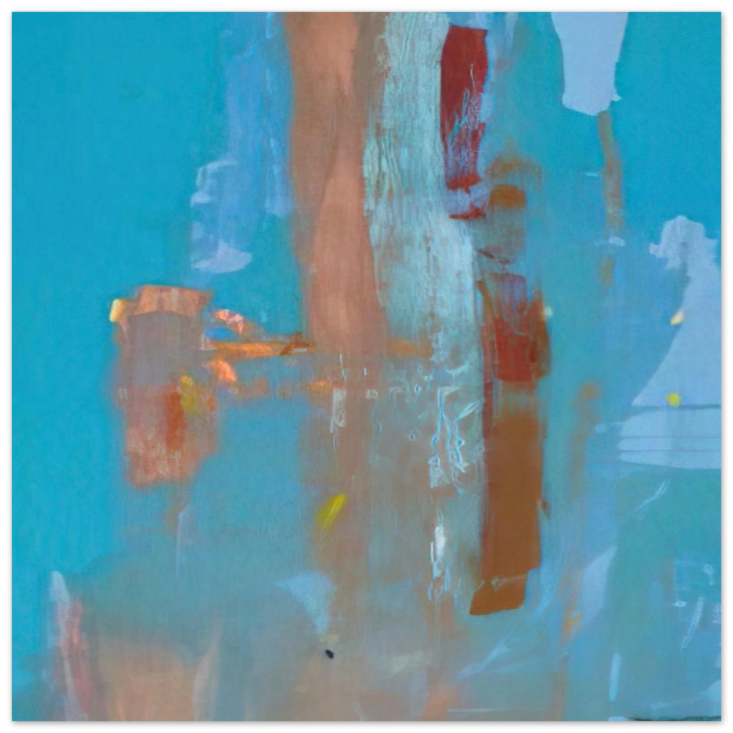 Helen Frankenthaler - In on Blue - 1976 Wall art - 60x80 cm / 24x32 inches - Premium Wooden Framed Poster With Fine Art Paper-canvas - Black frame