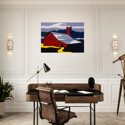 RED BARN II 1969 - Roy Lichtenstein Brushed Aluminum Print - 70x100 cm / 28x40 inches | Roy Lichtenstein Aluminum Print | Roy Lichtenstein Prints
