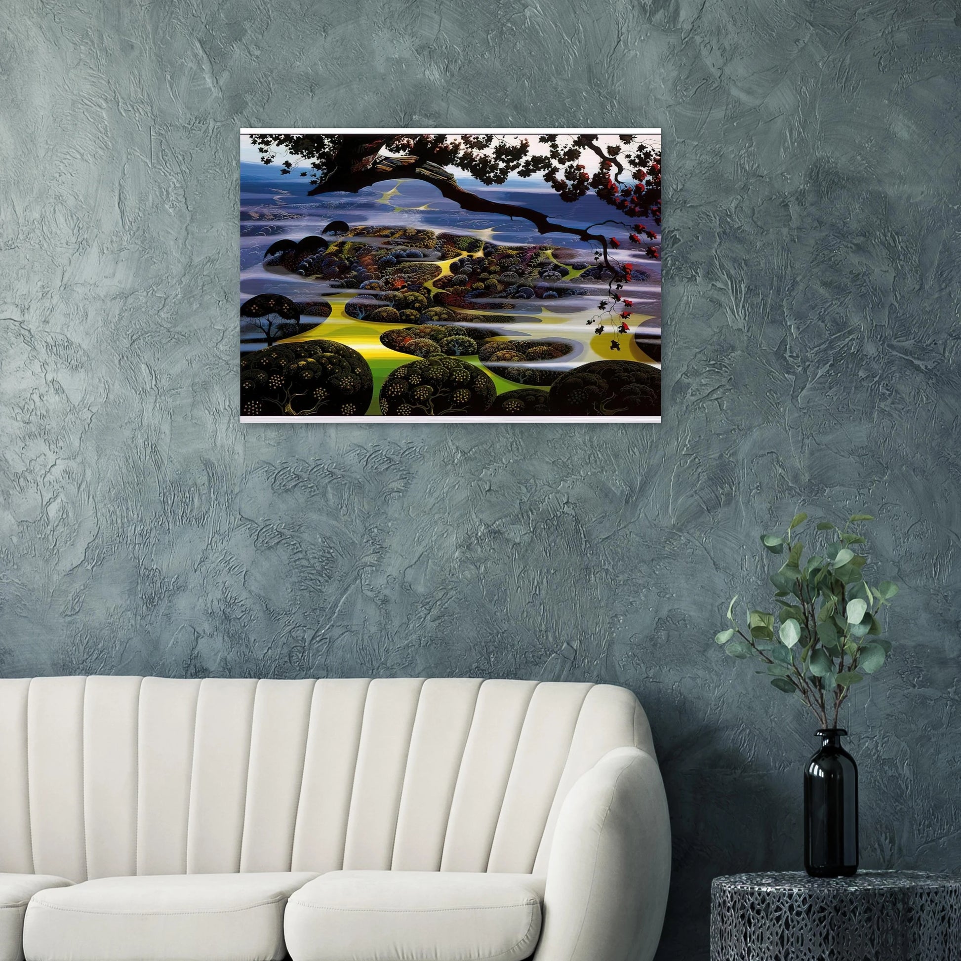 Mystic Mountain - Eyvind Earle Brushed Aluminum Print - 70x100 cm / 28x40 inches | Eyvind Earle Aluminum Print | Eyvind Earle Prints