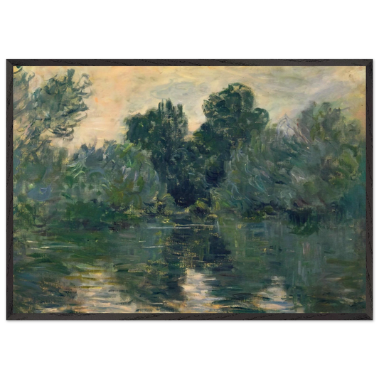 The Arm of the Seine - claude monet 70x100 cm / 28x40 inches Framed Art Print – Black Wooden Frame