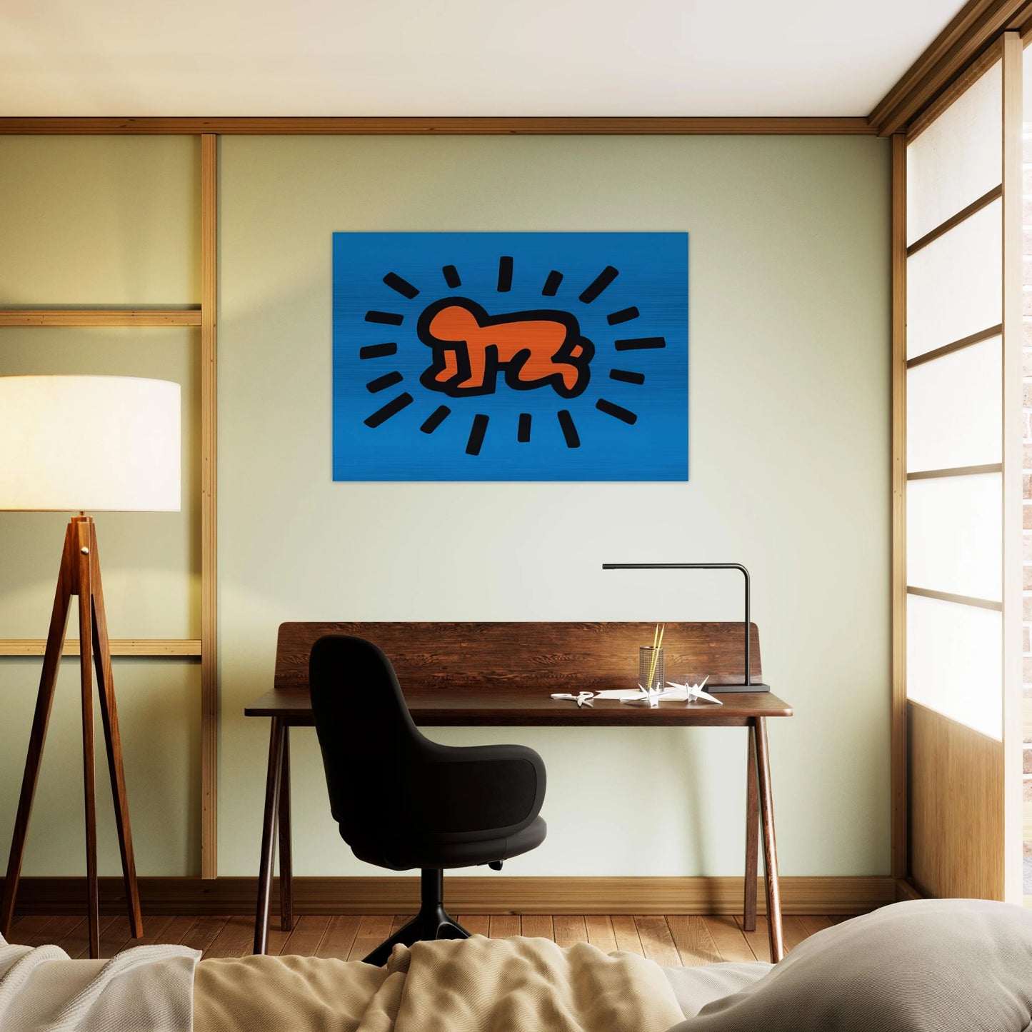 RADIANT BABY FROM ICONS SERIES 1990 - Keith Haring Brushed Aluminum Print - 70x100 cm / 28x40 inches | Keith Haring Aluminum Print | Keith Haring Prints