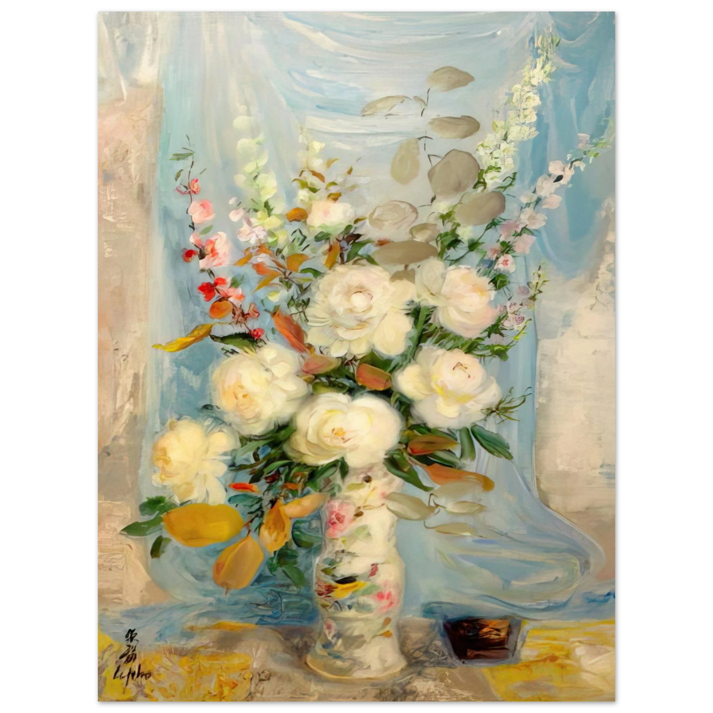 Le Pho - Les Pivones Blanches - Post-Impressionism  75x100 cm / 30x40inches Fine Art Poster