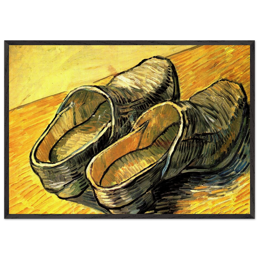 A Pair of Leather Clogs - Vincent van Gogh 70x100 cm / 28x40 inches Framed Art Print – Black Wooden Frame
