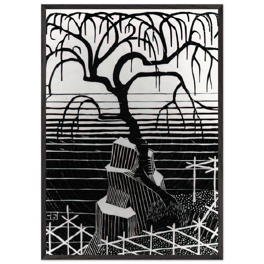TREE 1926 - MC Escher 70x100 cm / 28x40 inches Framed Art Print – Black Wooden Frame | Maurits Cornelis Escher Prints