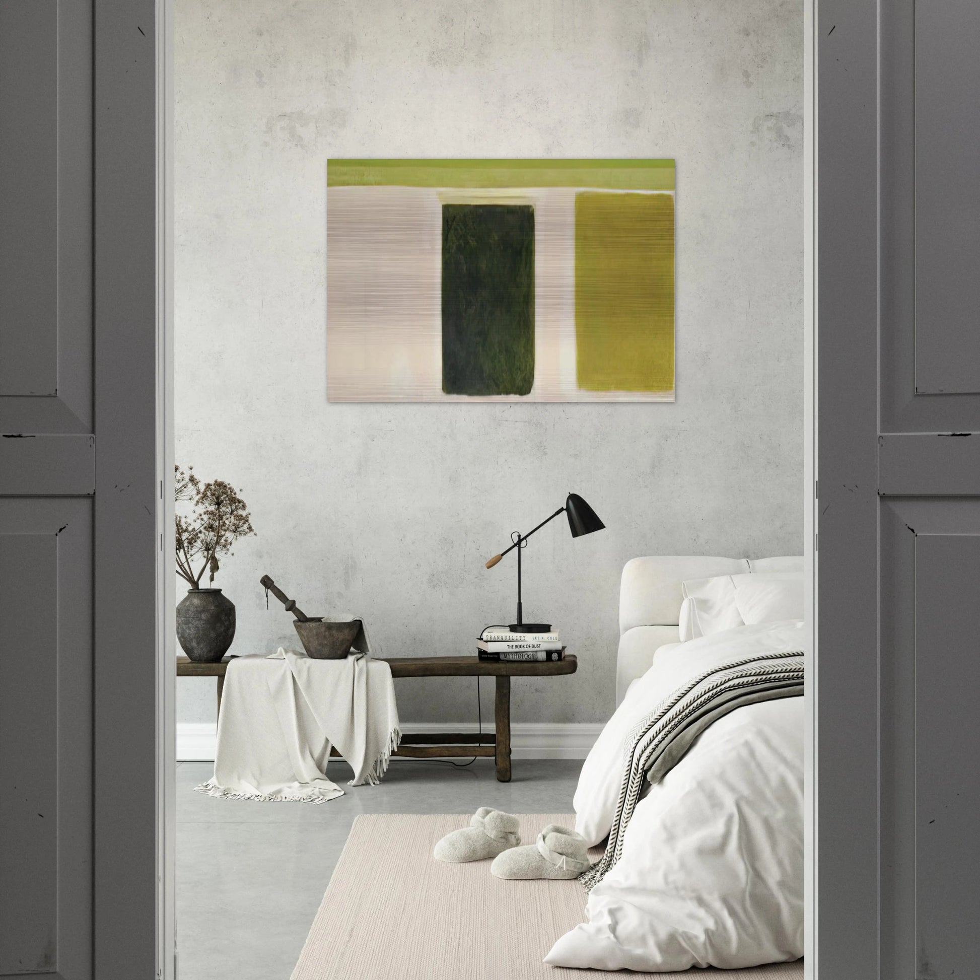 Double Green Sun-Box - 1967 - Theodoros Stamos Brushed Aluminum Print - 70x100 cm / 28x40 inches | Theodoros Stamos Aluminum Print | Theodoros Stamos Prints