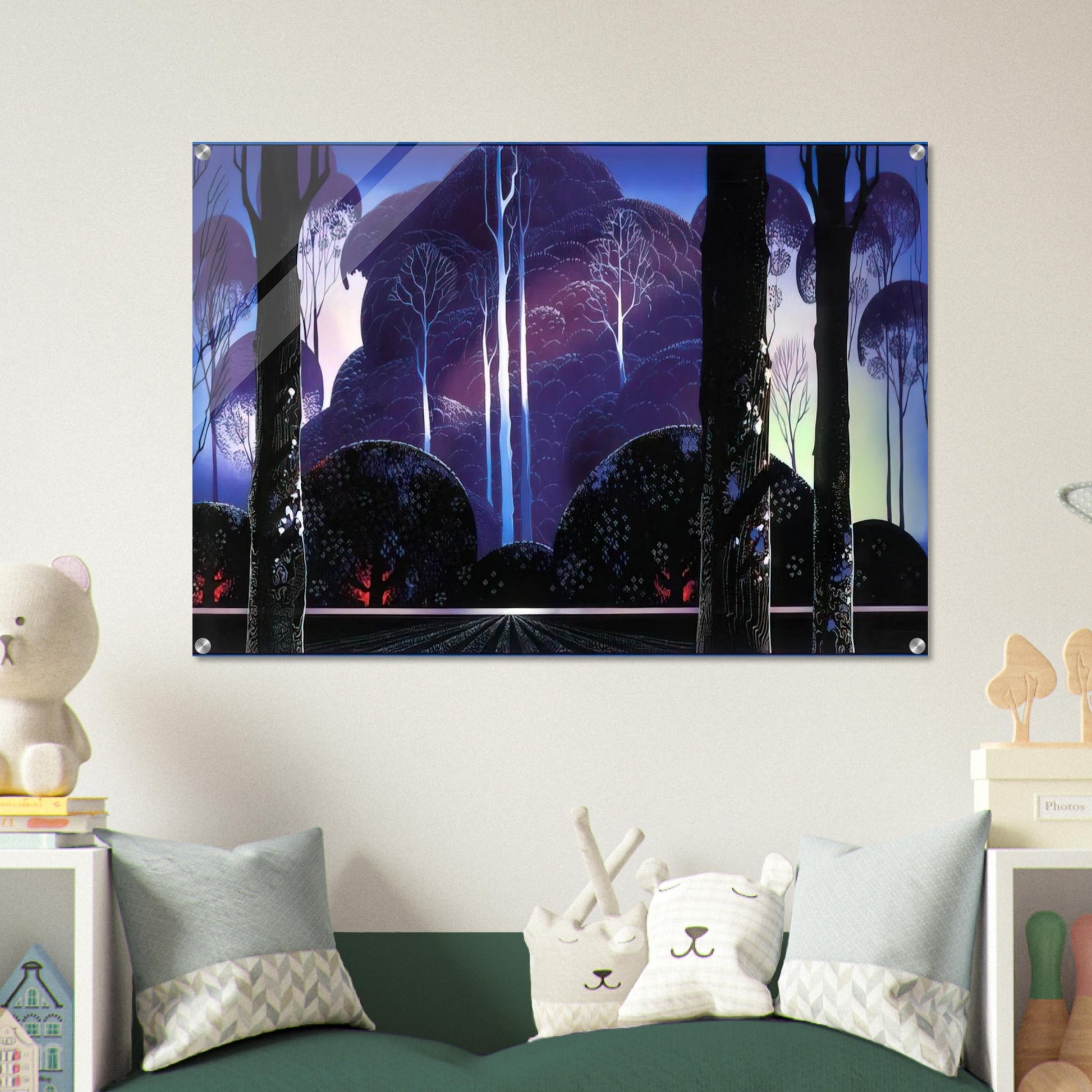 Purple Sunrise - Eyvind Earle Acrylic Print - 70x100 cm / 28x40″ inches | Eyvind Earle Wall Art | Eyvind Earle Prints
