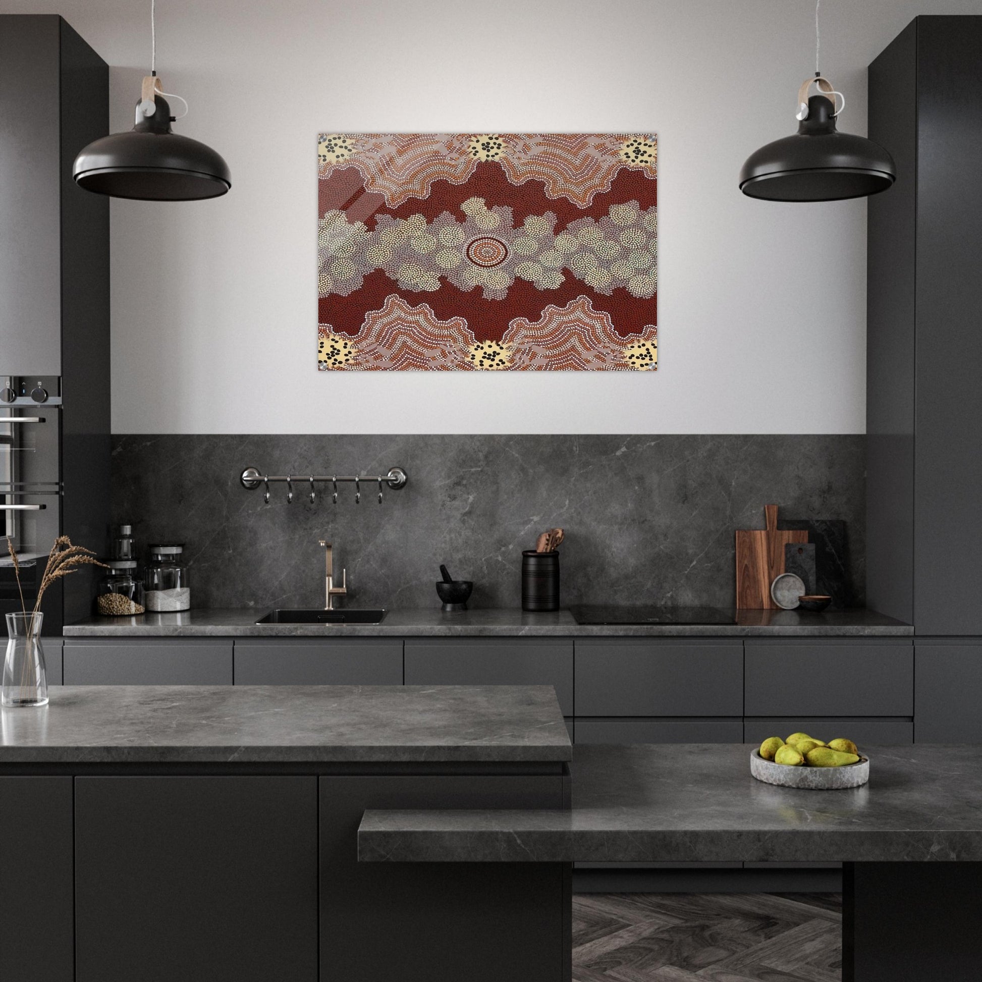 Malaka Honey Ant Dreaming - 1992 - Clifford Possum Tjapaltjarri Acrylic Print - 70x100 cm / 28x40″ inches