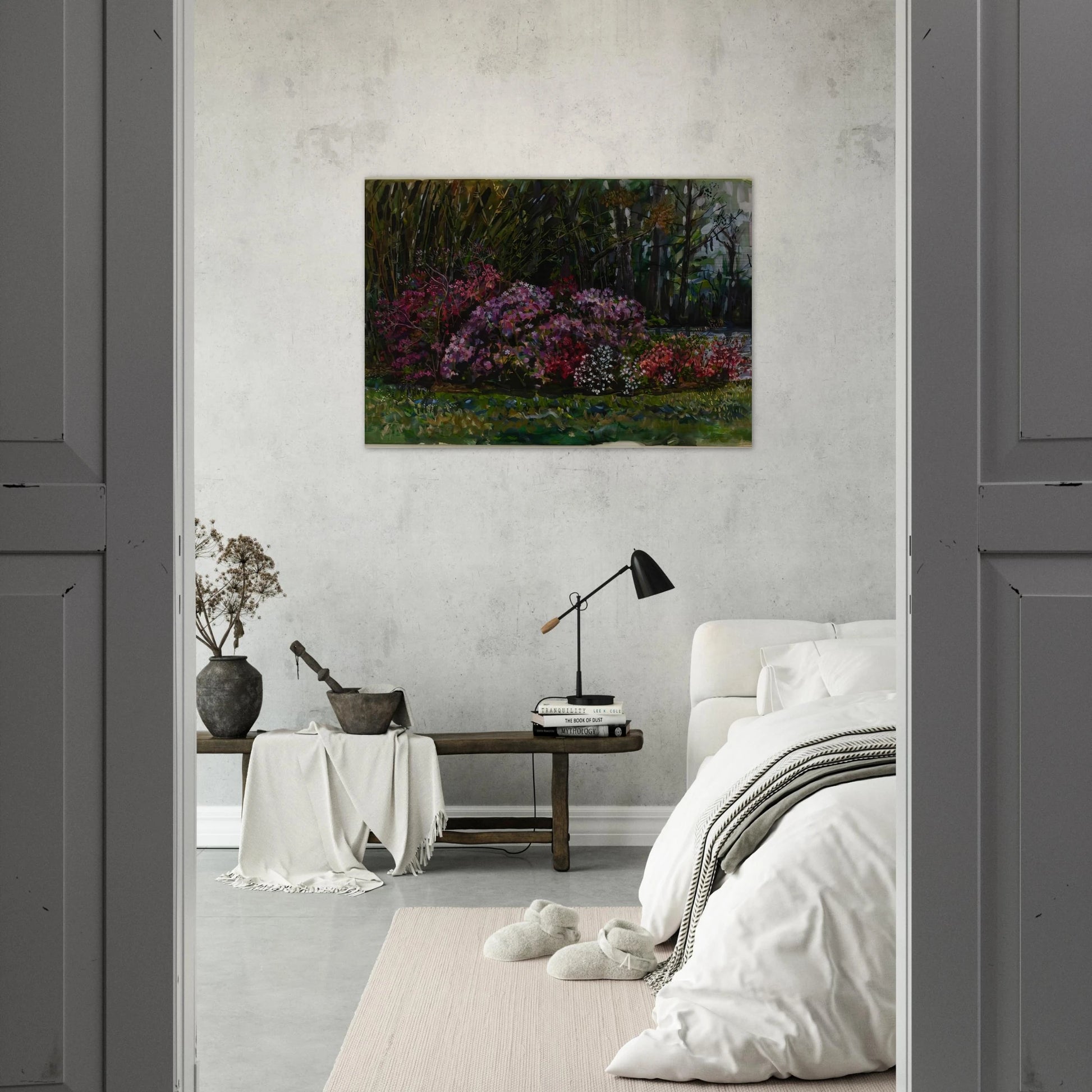 ALICIA S AZALEAS ON ST MARY S RIVER - Ivan Albright Brushed Aluminum Print - 70x100 cm / 28x40 inches | Ivan Albright Aluminum Print | Ivan Albright Prints