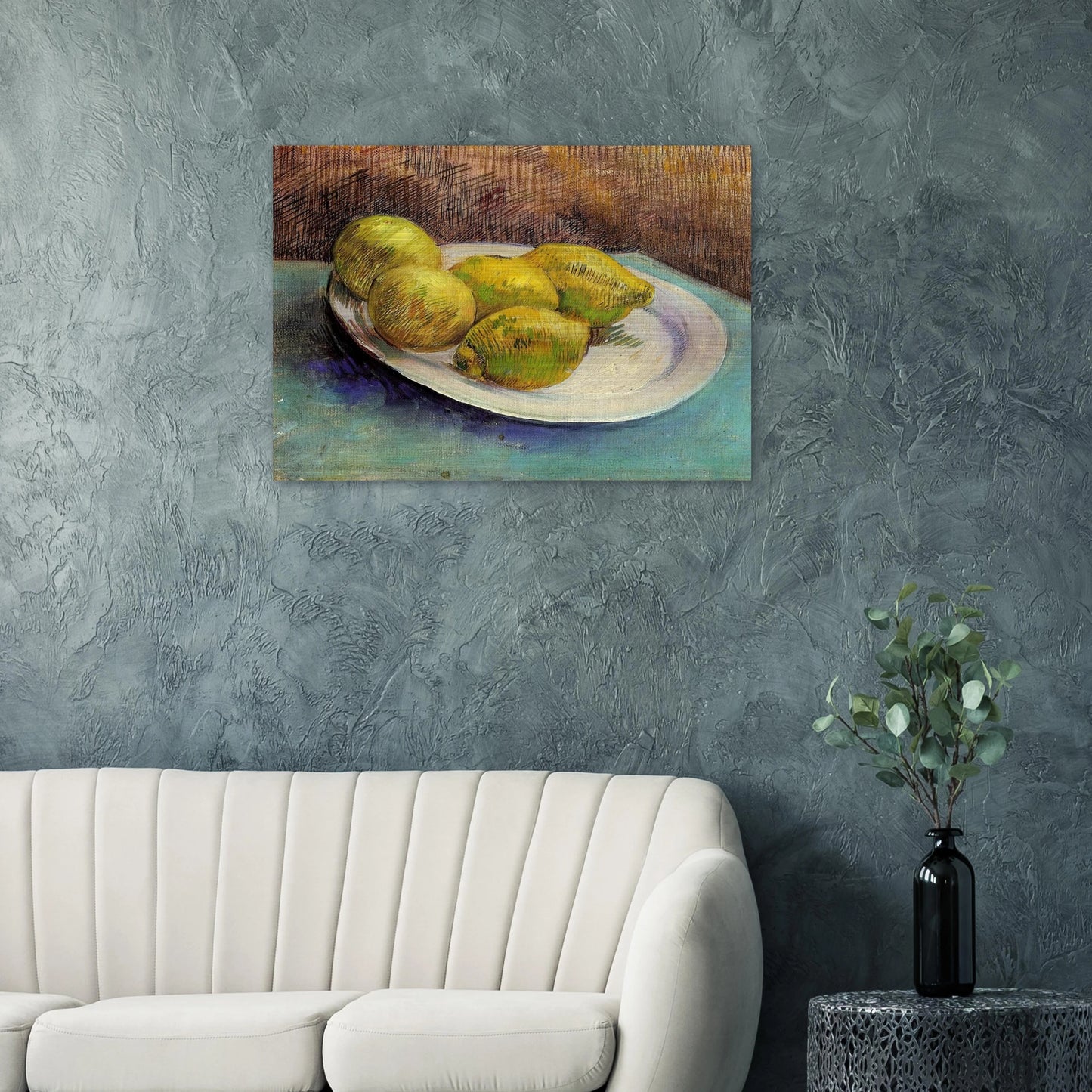 Still Life with Lemons on a Plate - Vincent van Gogh Brushed Aluminum Print - 70x100 cm / 28x40 inches | Vincent van Gogh Aluminum Print | Vincent van Gogh Prints