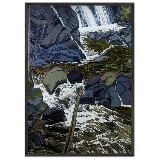 Base of Falls - 1989 - Neil Welliver 70x100 cm / 28x40 inches Framed Art Print – Black Wooden Frame
