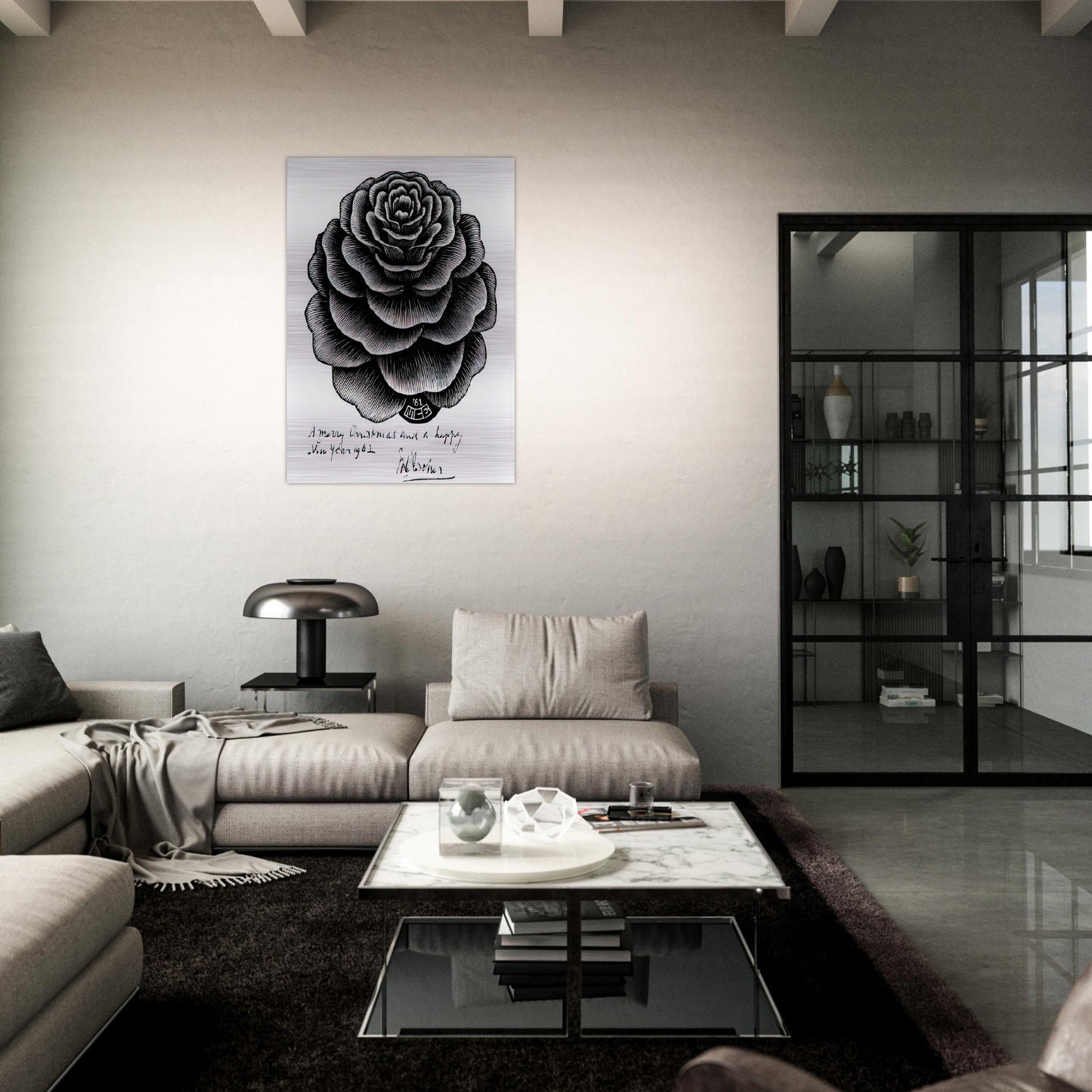 MERRY CHRISTMAS HAPPY NEW YEAR - MC Escher Brushed Aluminum Print - 70x100 cm / 28x40 inches | MC Escher Aluminum Print | MC Escher Prints