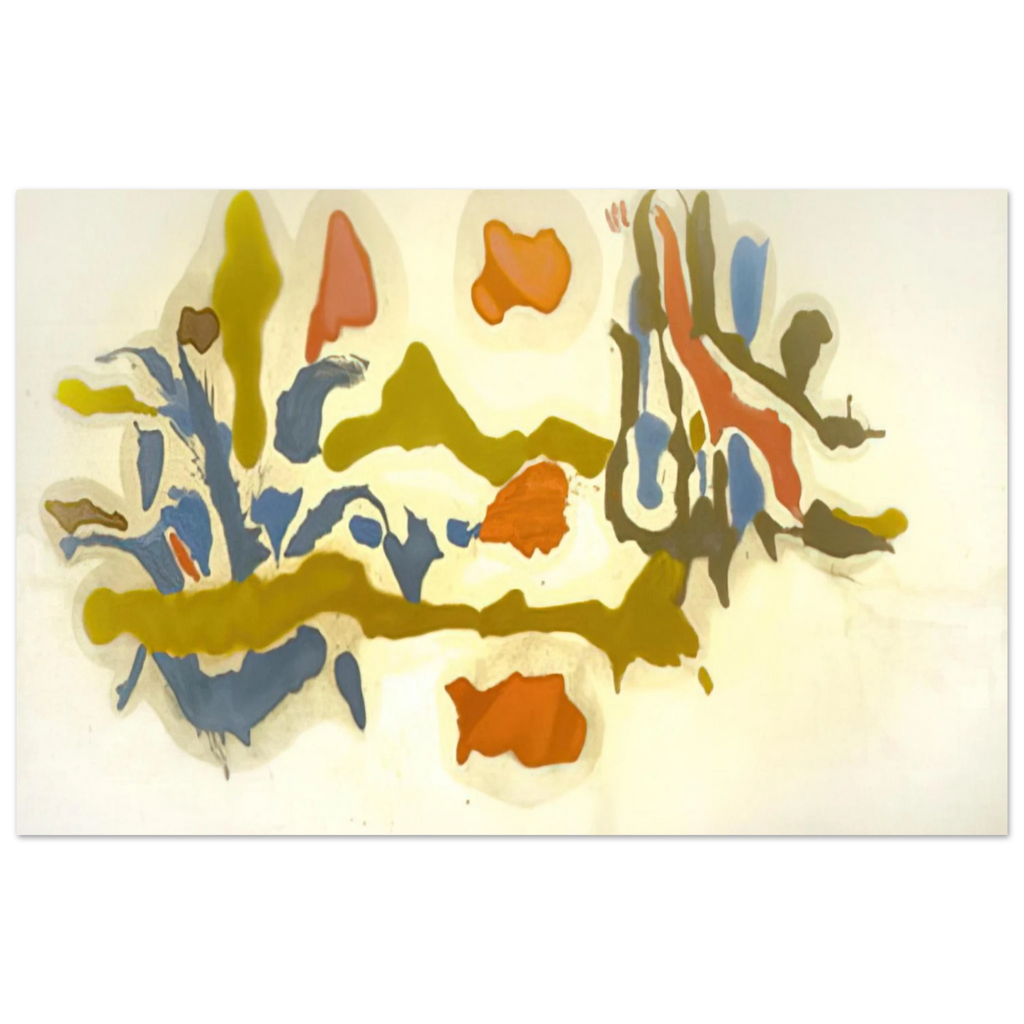 Helen Frankenthaler - Seascape with Dunes - 1962 Wall art - 27x35 cm / 11x14 inches - Premium Wooden Framed Poster With Fine Art Paper-canvas - Black frame