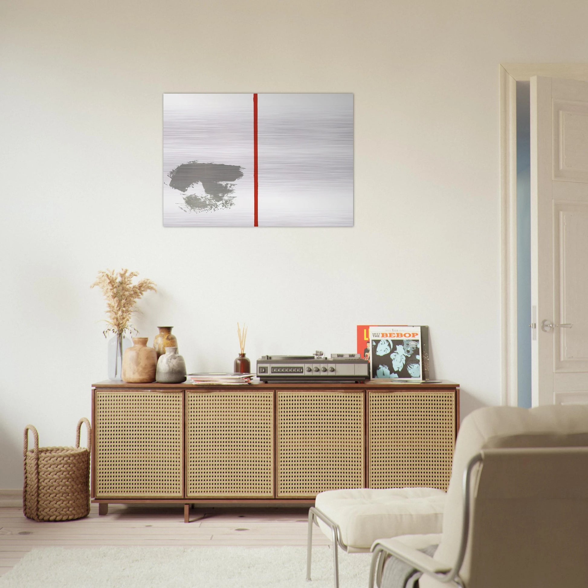 OHNE TITEL MIT ROTEM STRICH 1970 - BLINKY PALERMO Brushed Aluminum Print - 70x100 cm / 28x40 inches | BLINKY PALERMO Aluminum Print | BLINKY PALERMO Prints