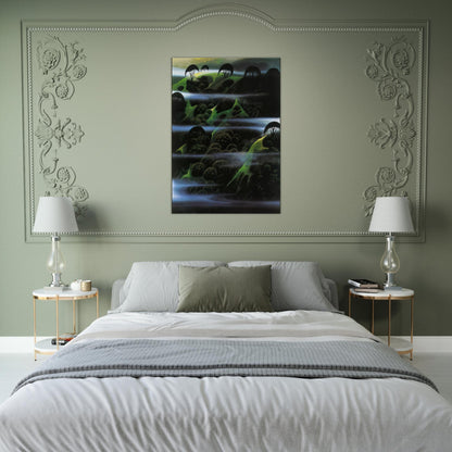 Early Morning Fog - Eyvind Earle Brushed Aluminum Print - 70x100 cm / 28x40 inches | Eyvind Earle Aluminum Print | Eyvind Earle Prints