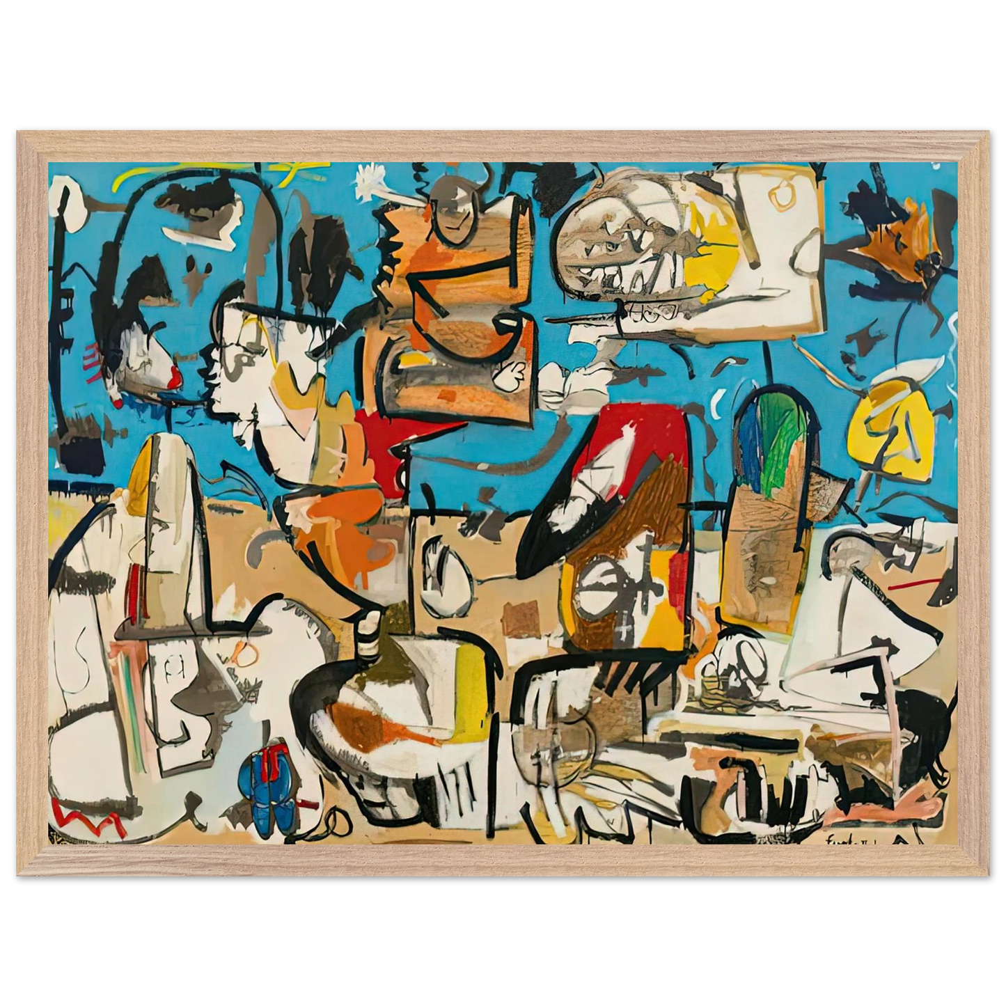 Helen Frankenthaler - Untitled, 1951- Wall Art - 60x80 cm / 24x32 inches - Premium Wooden Framed Poster With Fine Art Paper-canvas - White frame