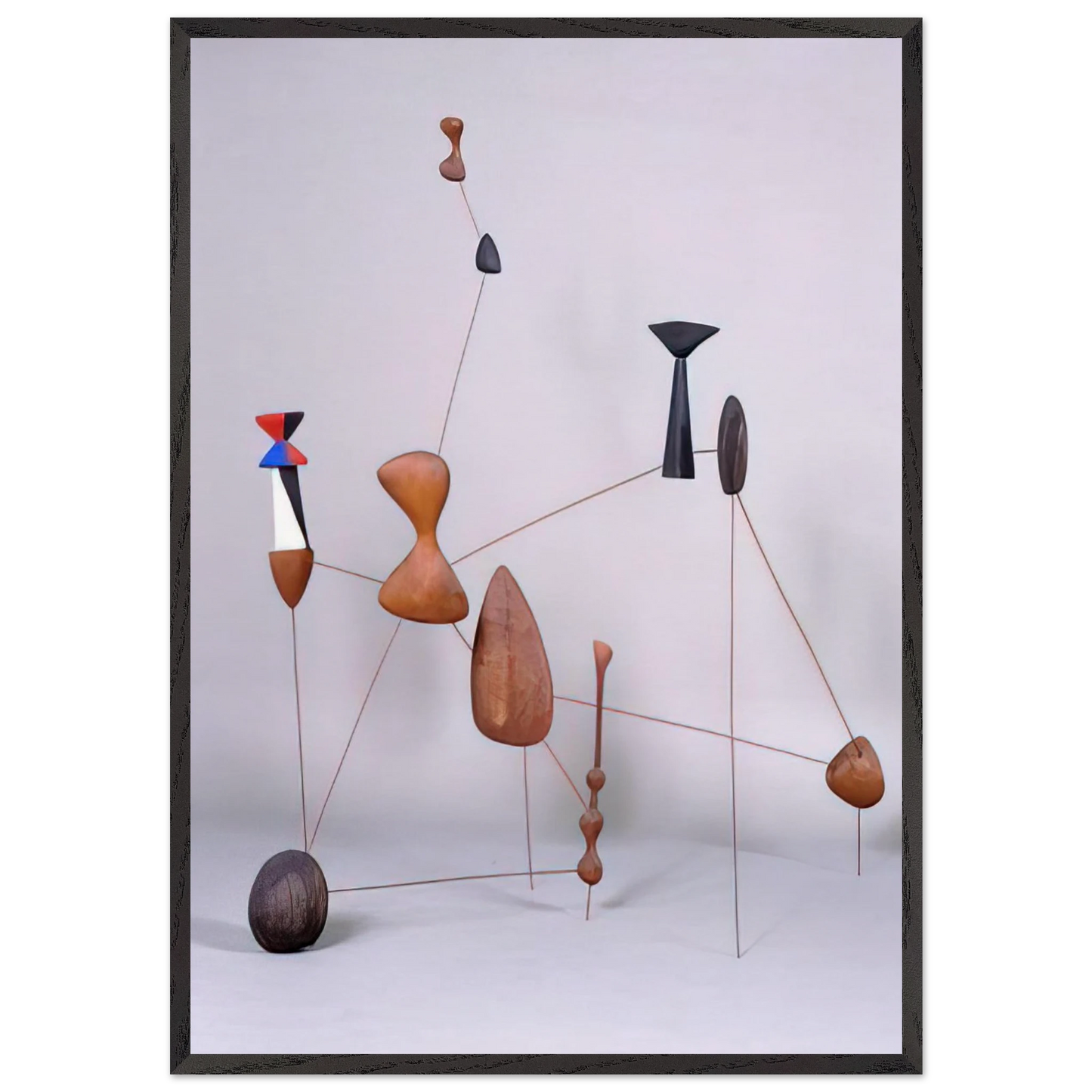 VERTICAL CONSTELLATION WITH BOMB 1943 - Alexander Calder 70x100 cm / 28x40 inches Framed Art Print – Black Wooden Frame