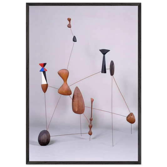 VERTICAL CONSTELLATION WITH BOMB 1943 - Alexander Calder 70x100 cm / 28x40 inches Framed Art Print – Black Wooden Frame