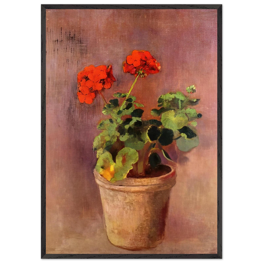THE POT OF GERANIUMS - Odilon Redon 70x100 cm / 28x40 inches Framed Art Print – Black Wooden Frame