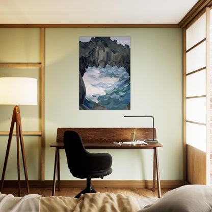 Black Lava Bridge, Hana Coast-No. I - Georgia O'Keeffe Brushed Aluminum Print - 70x100 cm / 28x40 inches | Georgia O'Keeffe Aluminum Print | Georgia O'Keeffe Prints