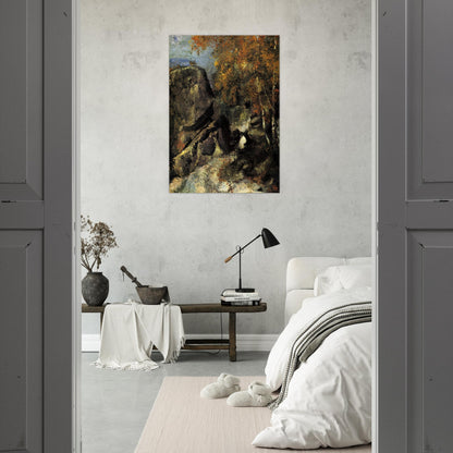 Rock in the Forest of Fontainbleau - Paul Cézanne Brushed Aluminum Print - 70x100 cm / 28x40 inches | Paul Cézanne Aluminum Print | Paul Cézanne Prints