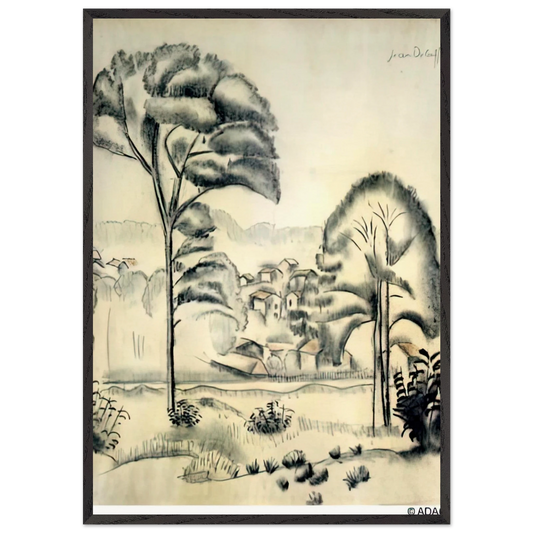 LANDSCAPE OF ALGERIA - Jean Dubuffet 70x100 cm / 28x40 inches Framed Art Print – Black Wooden Frame