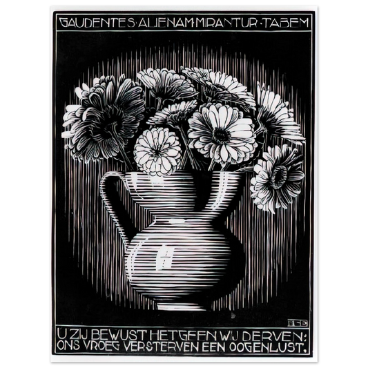 MC Escher - EMBLEMATA VASE Wall Art - 21x29.7 cm / 8x12" - Fine Art Poster-canvas - -